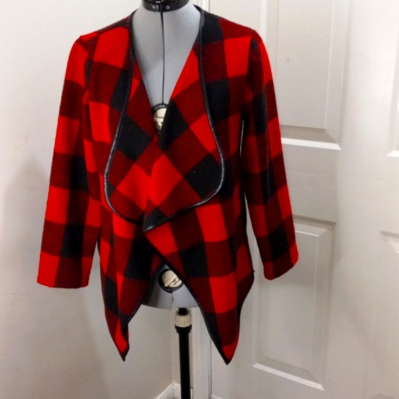 Red plaid blazer wrap Size S/M - Picture 3 of 6